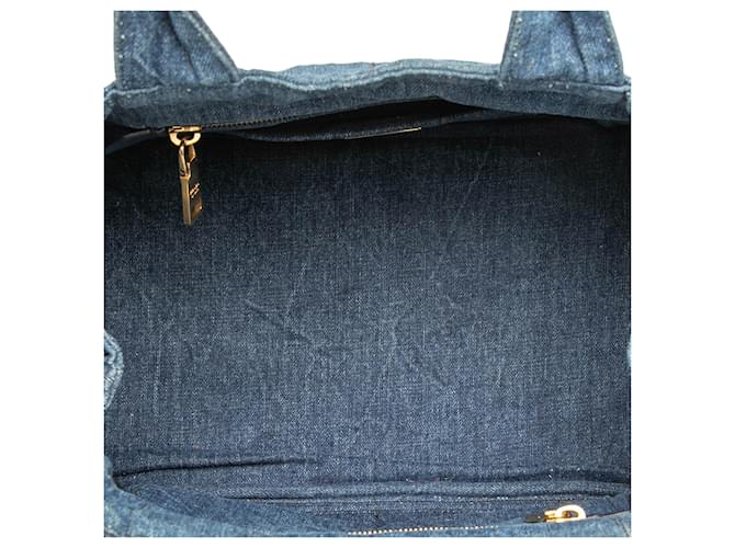 Tote Borsa Prada in denim blu Canapa con logo - vista 4