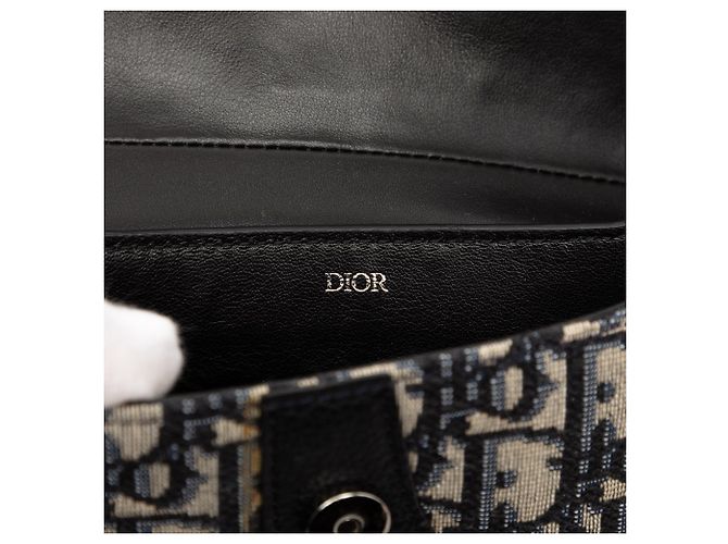 Borsa a tracolla Saddle in tela Dior Oblique blu - vista 5