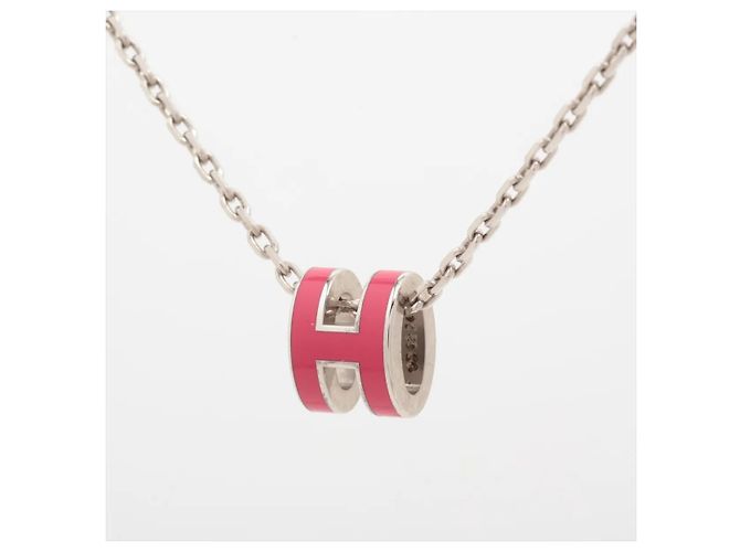 Hermès Pendente Pop H Catena in Metallo ed Smalto Mini Hermes Rosa - vista 2