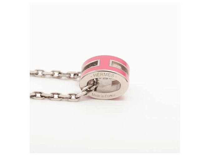 Hermès Pendente Pop H Catena in Metallo ed Smalto Mini Hermes Rosa - vista 4