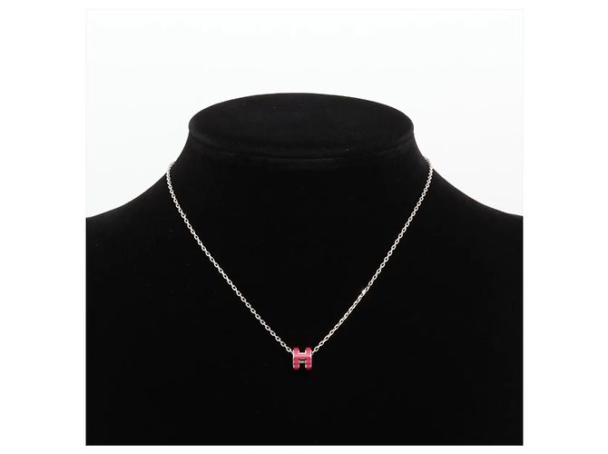 Hermès Pendente Pop H Catena in Metallo ed Smalto Mini Hermes Rosa - vista 5