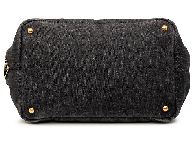 Tote Black Prada Denim Canapa Logo Satchel - view 3
