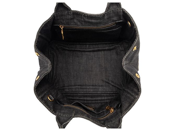 Tote Black Prada Denim Canapa Logo Satchel - view 4