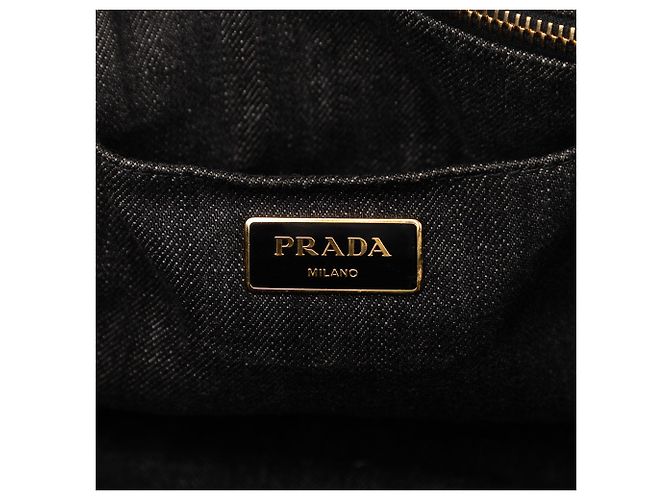 Tote Black Prada Denim Canapa Logo Satchel - view 5