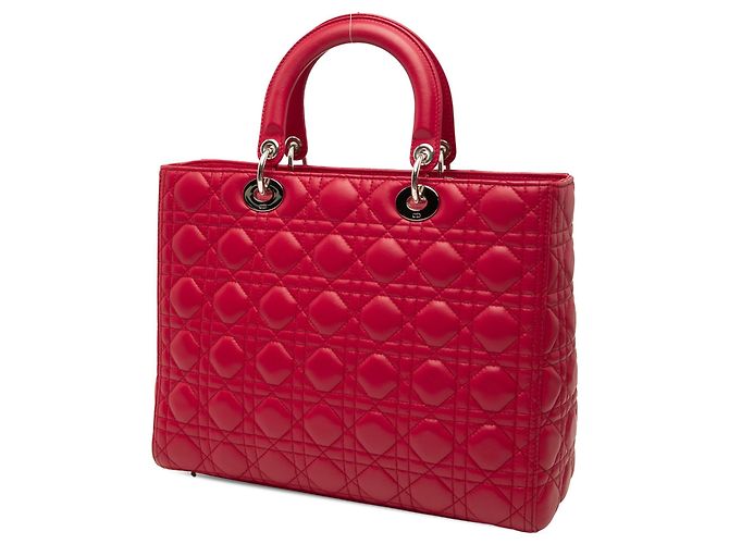 Borsa Lady Dior in agnello cannage grande rossa Rosso - vista 2