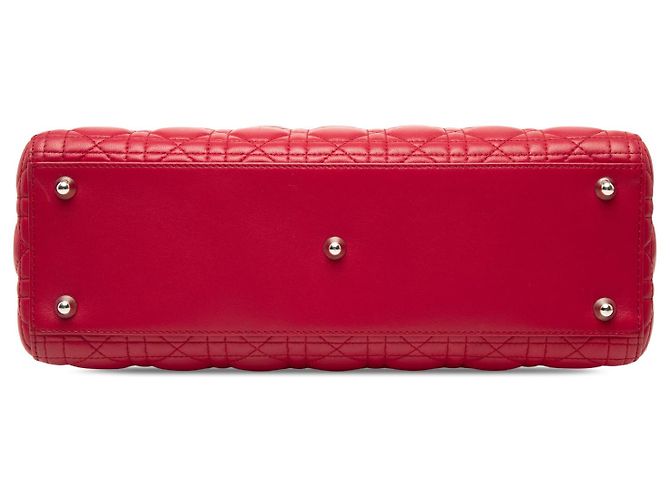 Borsa Lady Dior in agnello cannage grande rossa Rosso - vista 3