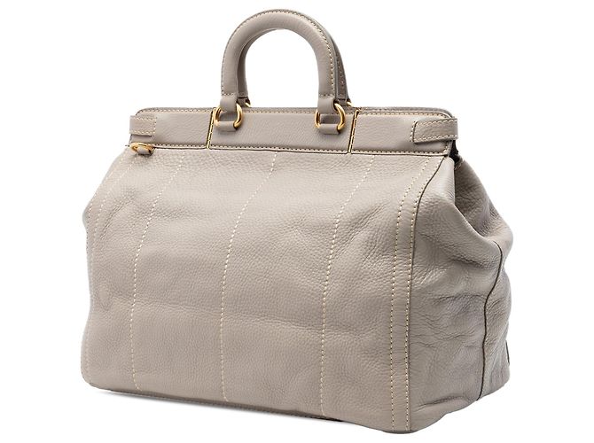 Borsa satchel Prada Vitello Daino Canapa Logo Frame grigia Grigio - vista 2
