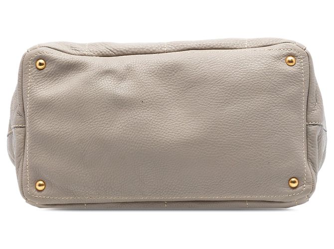 Borsa satchel Prada Vitello Daino Canapa Logo Frame grigia Grigio - vista 3