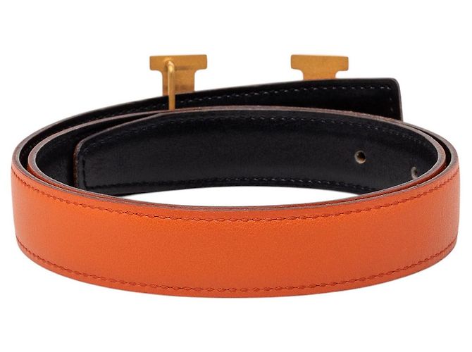 Cinturón reversible Hermès Constance H en Box Calf Naranja - vista 3
