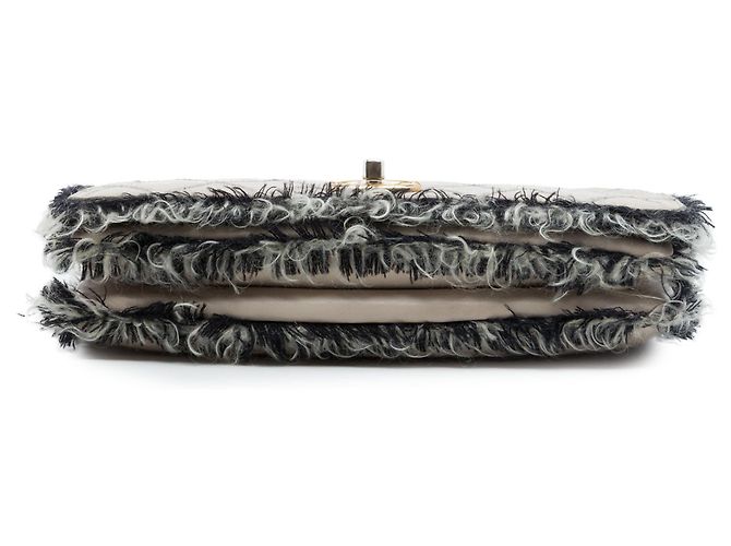 Chanel CC gesteppte Lammfell Tweedy Flap Schultertasche Grau - Ansicht 3