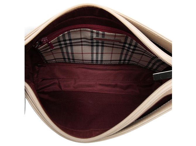 Borsa a tracolla in pelle beige Burberry - vista 4