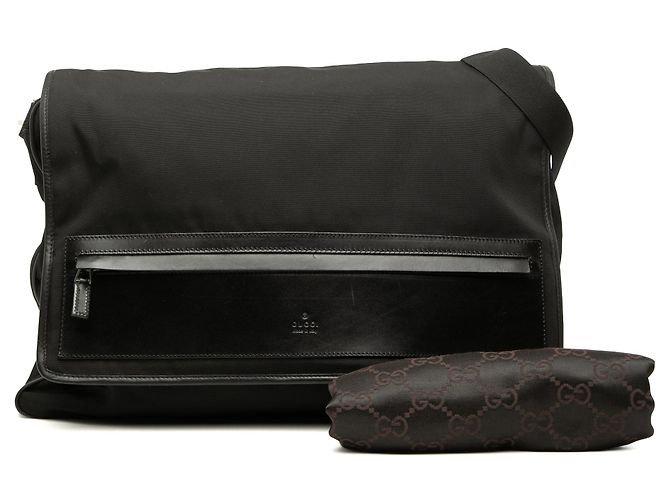 Borsa a tracolla in nylon nero Gucci - vista 7
