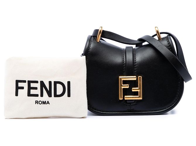 Borsa a tracolla Fendi Nano Leather FF C mon nera Nero - vista 7