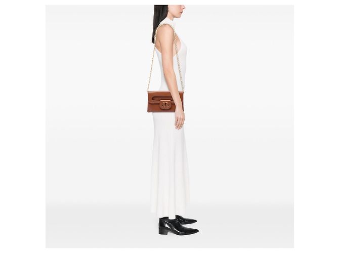 Borsa DiorDouble Chain in pelle di vitello marrone Dior Medium - vista 6