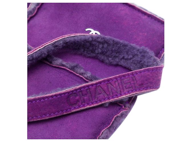Clutch Chanel CC in scamosciato e shearling viola Porpora - vista 5