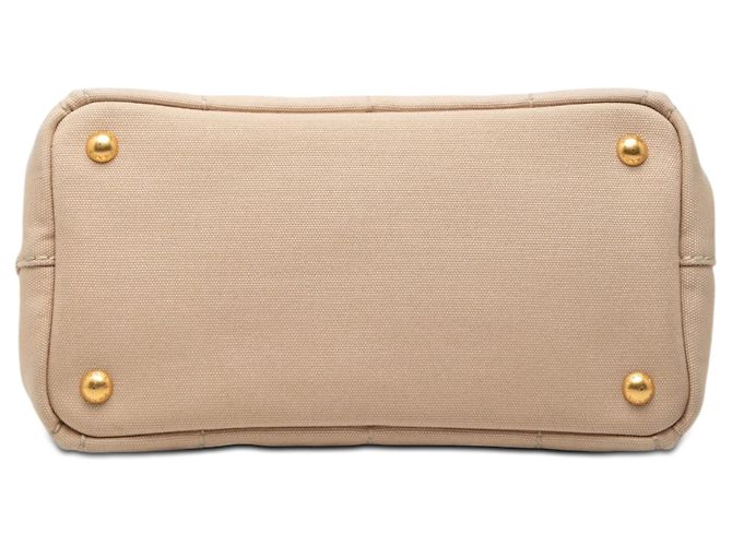 Borsa Tote e Borsa Satchel Prada Small Canvas Canapa Logo beige - vista 3