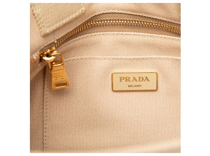 Borsa Tote e Borsa Satchel Prada Small Canvas Canapa Logo beige - vista 5