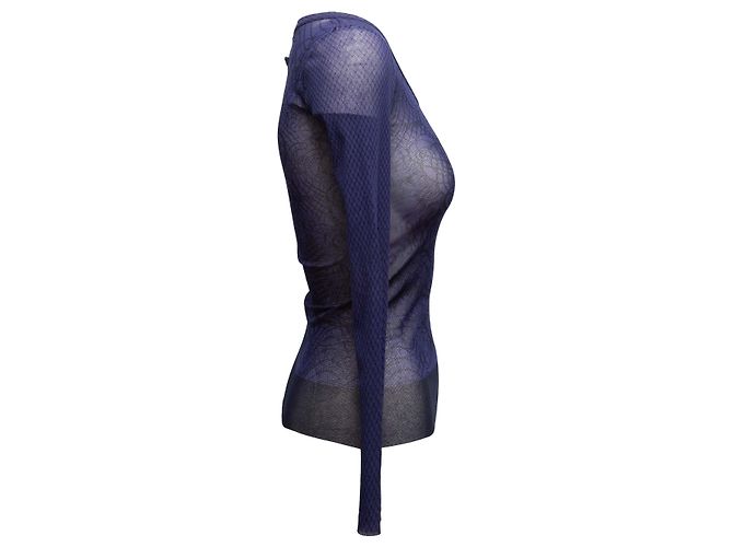 Langarm-Mesh-Oberteil Jean Paul Gaultier Soleil Navy Größe US S - Ansicht 2