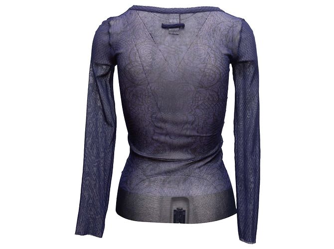 Langarm-Mesh-Oberteil Jean Paul Gaultier Soleil Navy Größe US S - Ansicht 3