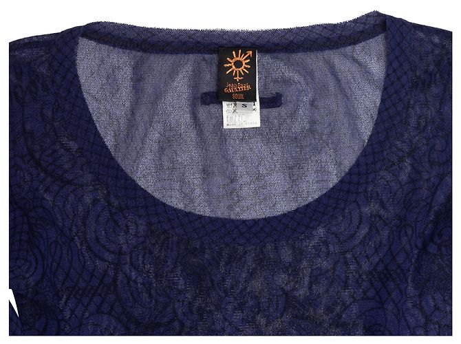 Langarm-Mesh-Oberteil Jean Paul Gaultier Soleil Navy Größe US S - Ansicht 4