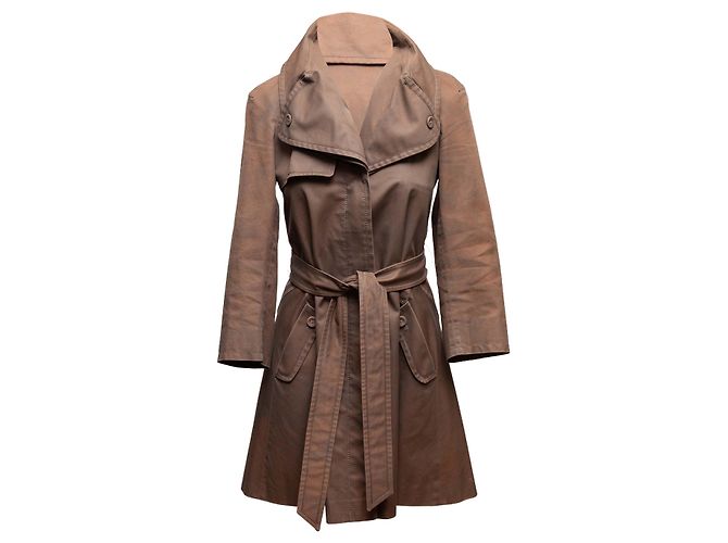 Gabardina con cinturón de algodón marrón Hussein Chalayan Talla IT 38 Castaño - vista 2