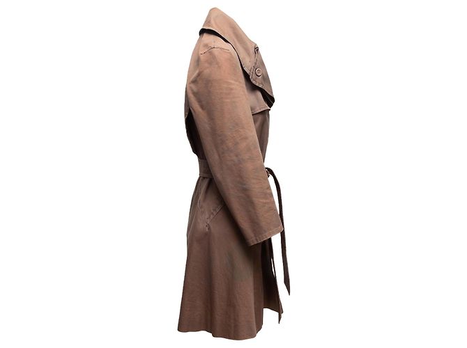 Gabardina con cinturón de algodón marrón Hussein Chalayan Talla IT 38 Castaño - vista 3