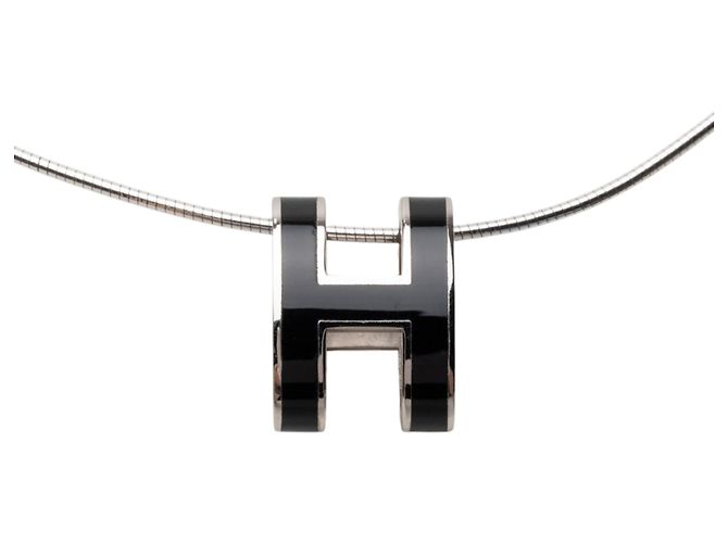 Collana con pendente Hermès Enamel Pop H nero - vista 2