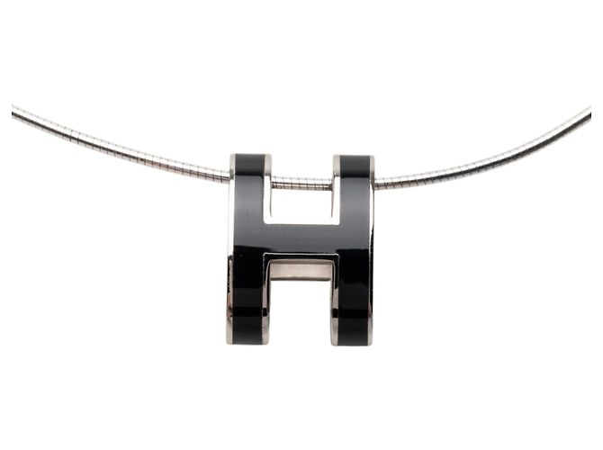 Collana con pendente Hermès Enamel Pop H nero - vista 3