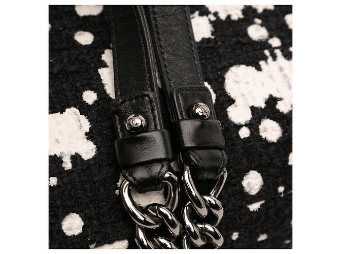 Borsa a tracolla Chanel CC Tweed nera con schizzi di vernice Nero - vista 7