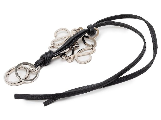 Portachiavi e charm per borsa Anagram in ottone e pelle di vitello nero LOEWE - vista 2
