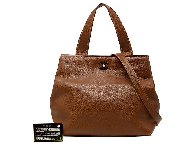 Borsa Tote Chanel CC Caviar Turnlock marrone - vista 9