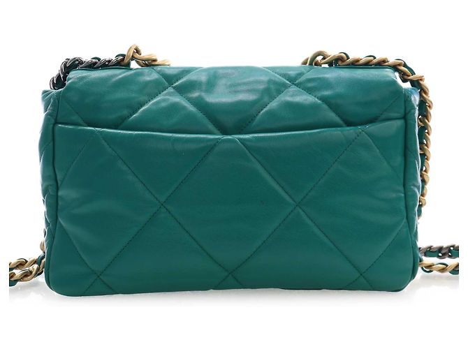 Borsa a patta 19 in agnello verde Chanel Large - vista 4