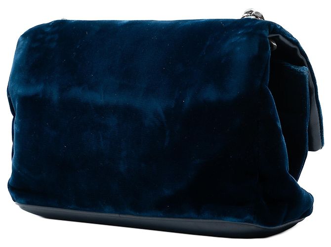 Borsa a tracolla Small Velvet Monogram West Hollywood blu Saint Laurent - vista 2