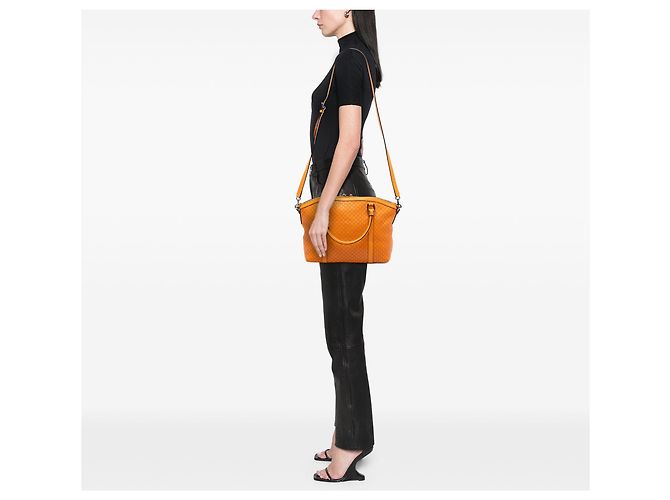 Borsa satchel Orange Gucci Medium Microguccissima GG Charm Dome Arancione - vista 7