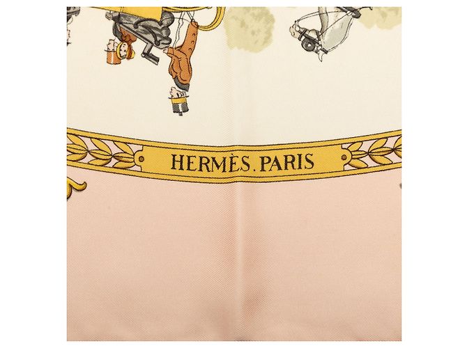 Sciarpa in seta rosa Hermès La Promenade de Longchamps 90 - vista 4