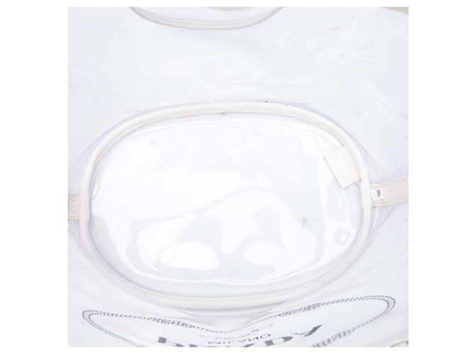 Borsa Tote Shopper Prada in PVC Canapa bianco con logo - vista 4