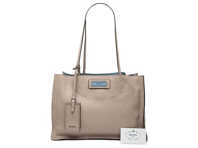Tote Prada Glace Calf Etiquette grigio - vista 7