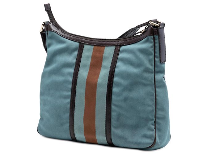 Borsa a tracolla Gucci Canvas Web blu - vista 2