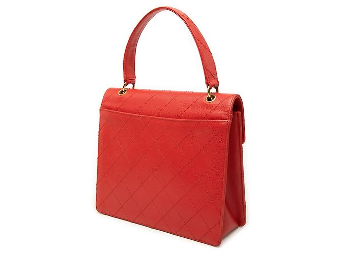 Borsa a mano Chanel CC Quilted Caviar con manico superiore e chiusura Turnlock rossa Rosso - vista 2