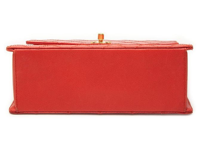 Borsa a mano Chanel CC Quilted Caviar con manico superiore e chiusura Turnlock rossa Rosso - vista 3