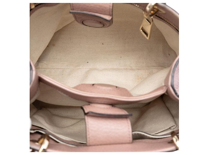Borsa a tracolla Gucci Small Calfskin Bamboo Shopper rosa - vista 4