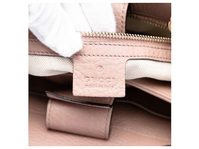 Borsa a tracolla Gucci Small Calfskin Bamboo Shopper rosa - vista 6