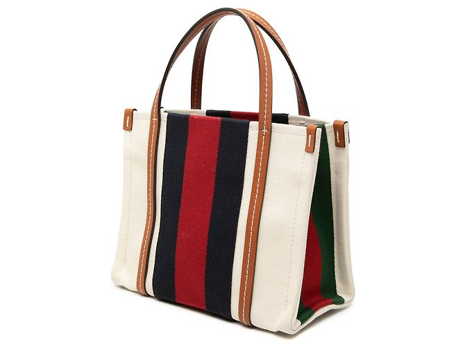 Borsa Tote Gucci Mini Canvas Interlocking G Web beige - vista 2