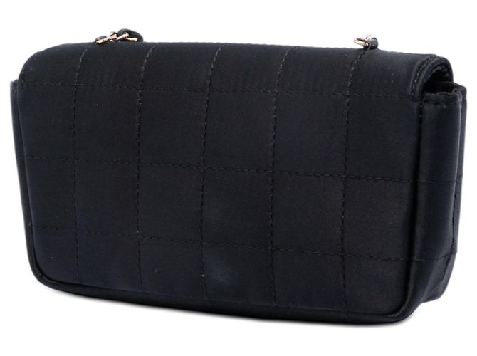Borsa a tracolla Chanel Mini Square Chocolate Bar in raso con patta singola nera Nero - vista 2
