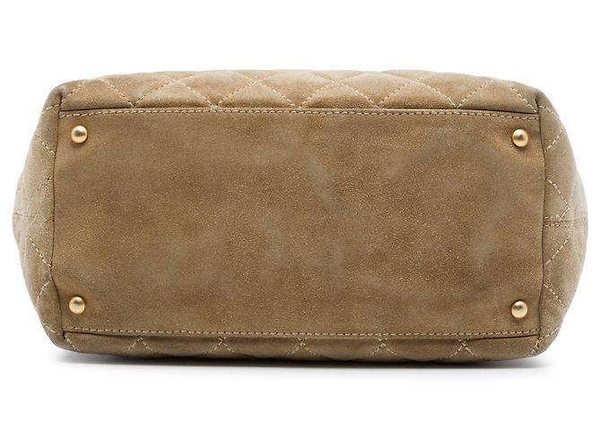 Bolsa Shopping Chanel Mini CC em camurça acolchoada bege - vista 3