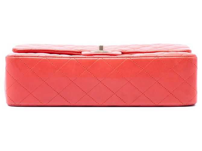 Borsa a tracolla Chanel Medium Classic Lambskin Double Flap Arancione - vista 3
