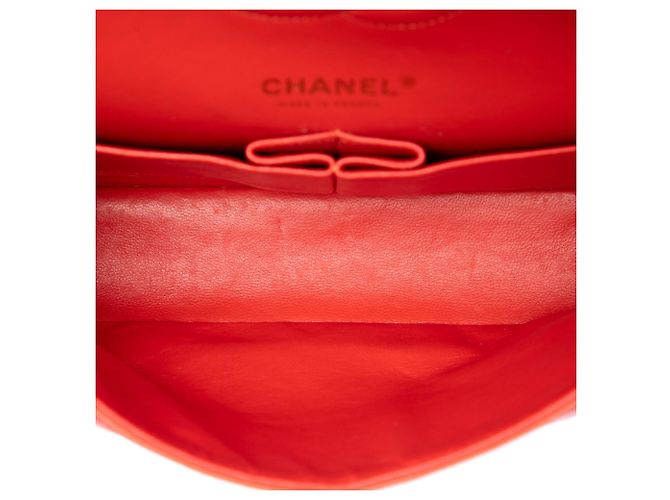 Borsa a tracolla Chanel Medium Classic Lambskin Double Flap Arancione - vista 4