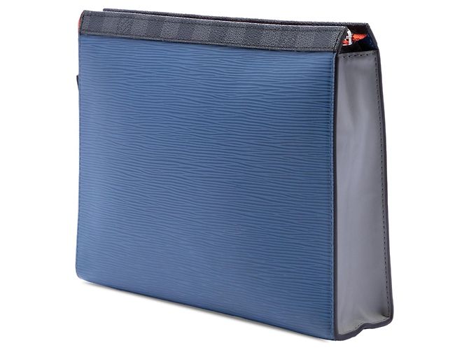 Clutch Louis Vuitton Epi Pochette Voyage MM Blu - vista 2
