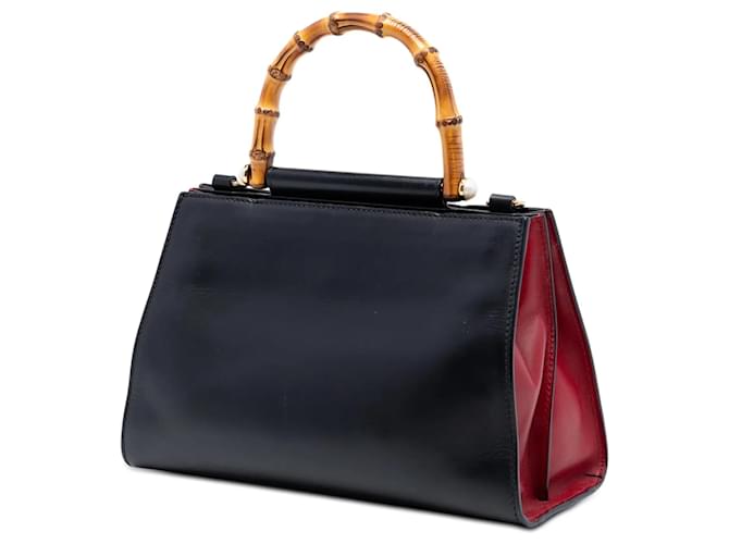 Pequena bolsa de couro preta Gucci Bamboo Nymphaea Web Preto - vista 2