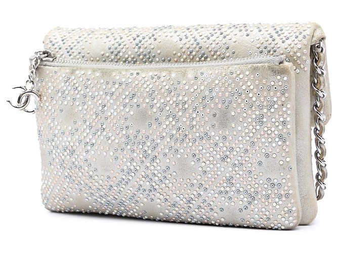 Borsa a tracolla Chanel Mini Suede Beaded Mineral Nights Flap Beige - vista 2